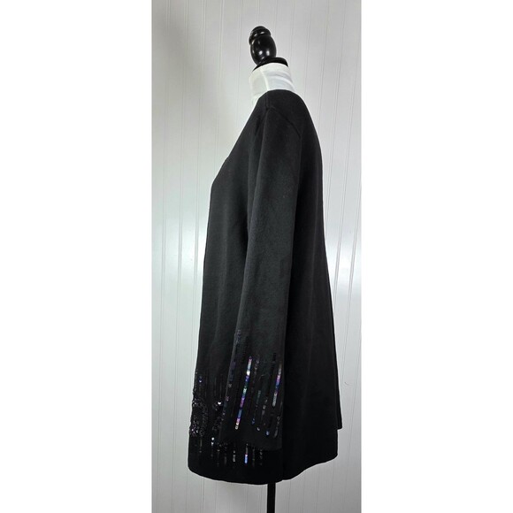 Alfani Black Knit Open Front Sequin Embellished Cardigan Womens Size L - Picture 6 of 15